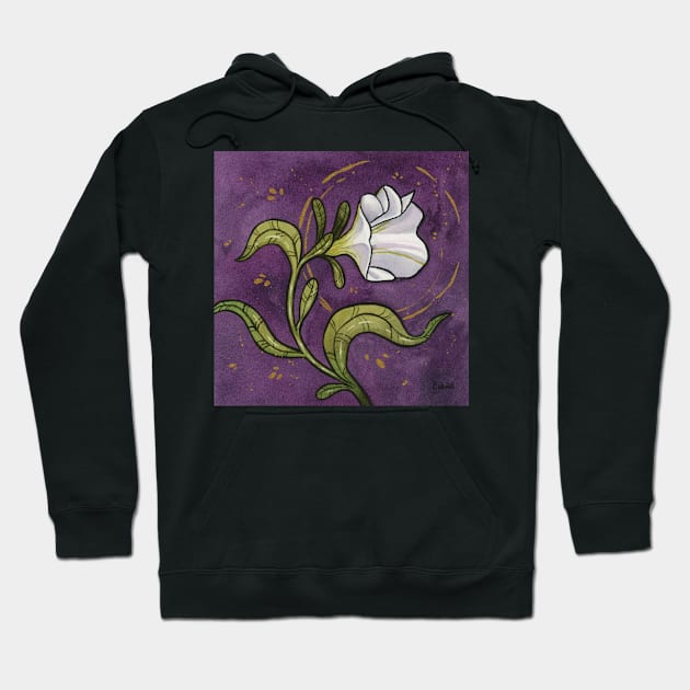 White Petunia - full painting Hoodie by Ellen Wilberg